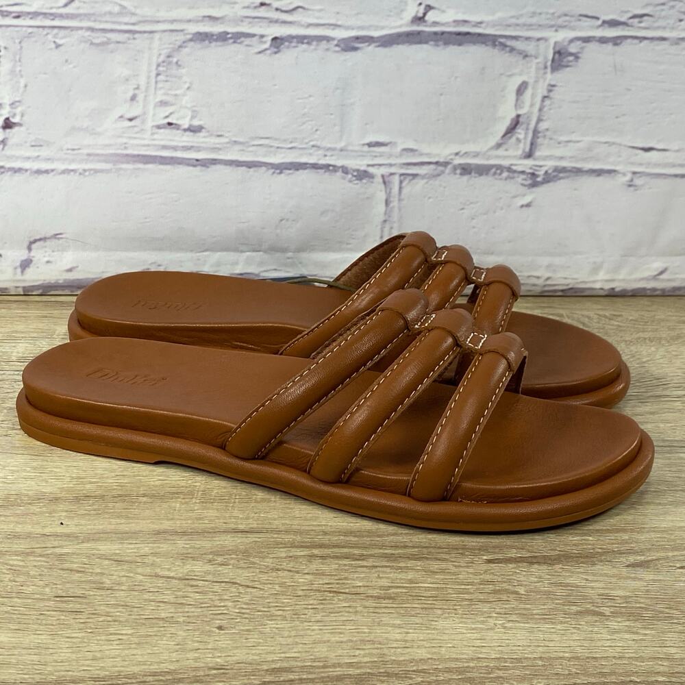 Olukai Tiare Slide Fox Brown Leather Sandals Women's Size 9 NEW